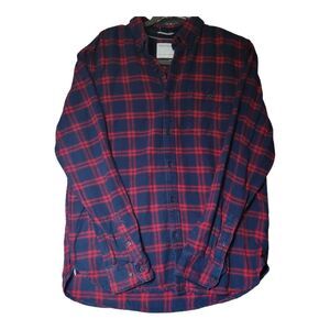 American Heritage Dawson and Brooks Slim Fit Red Plaid Flannel Shirt Men's L